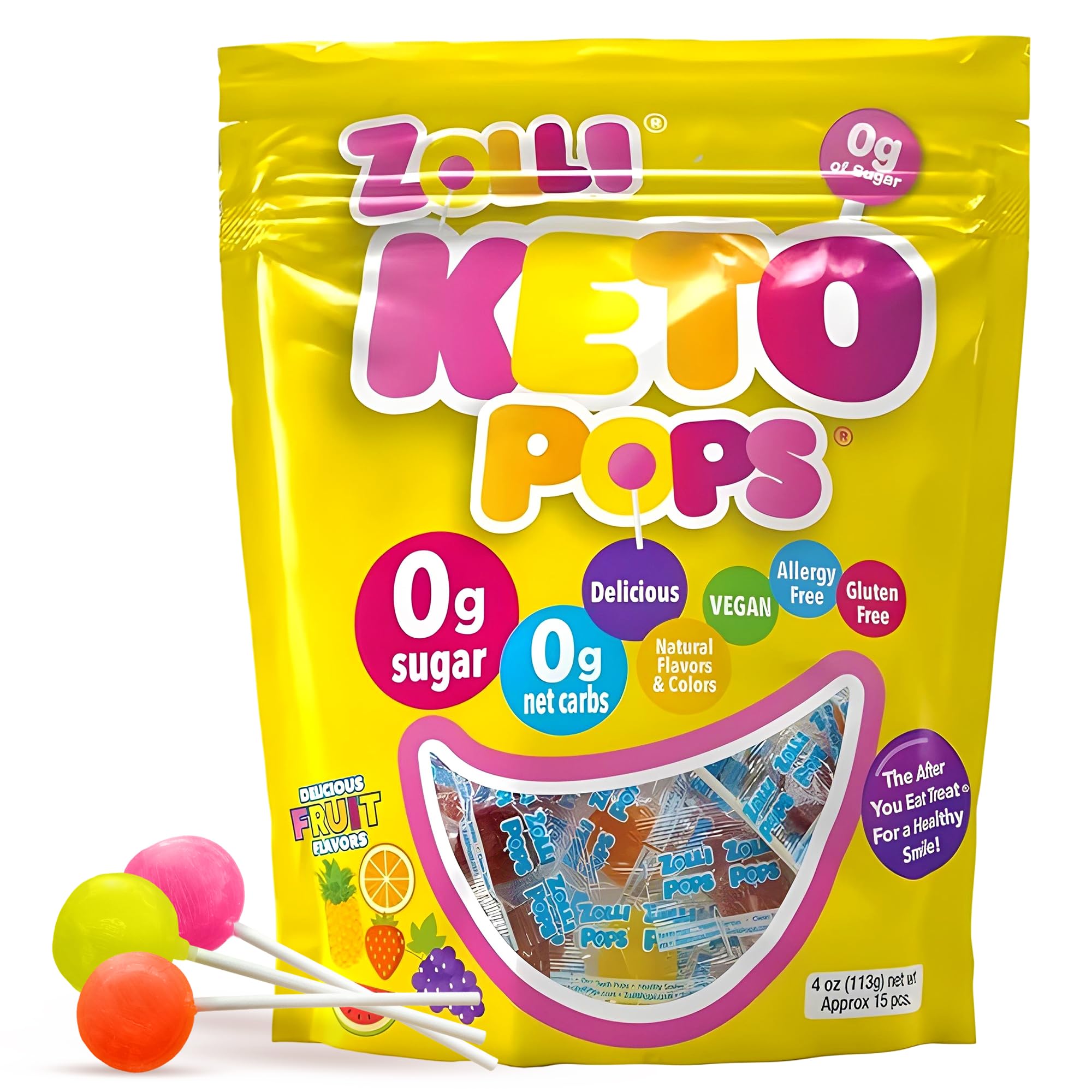 Amazon.com : Zolli KETO Pops Sugar Free Lollipop Candy, Vegan
